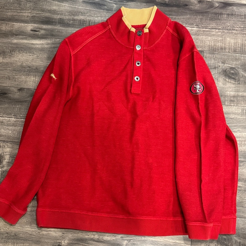 TOMMY BAHAMA 49ers Red 1/4 Snap Pullover Logo Mens XXL RARE